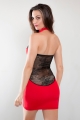 Robe courte avec dentelle, Annick, rouge